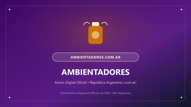 Identidad visual y presentación comercial del nombre de dominio ambientadores.com.ar en venta